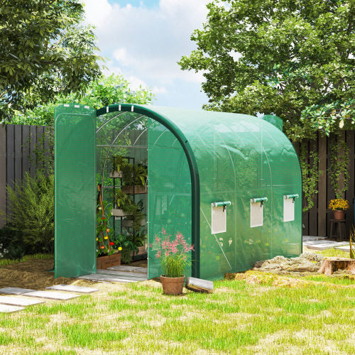 Outsunny 3 X 2m Polytunnel Greenhouse, With Windows And Doors - Green
