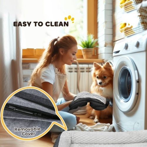 PawHut Calming Dog Bed Pet Mattress With Removable Cover, Anti-Slip Bottom, For Large Dogs, 120L X 80W X 22Hcm - Charcoal Grey