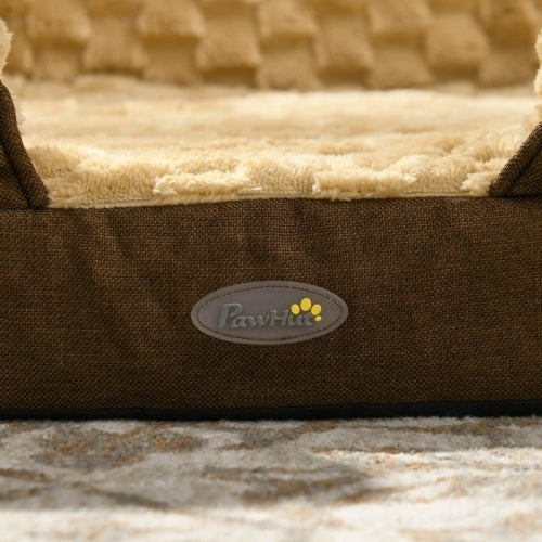 PawHut Dog Bed Pet Mattress With Removable Cover, Anti-Slip Bottom, For Medium Dogs, 90L X 69W X 21Hcm - Brown