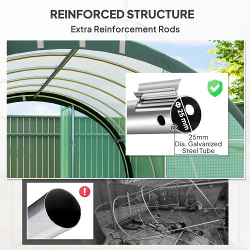 Outsunny 3 X 2m Polytunnel Greenhouse, With Windows And Doors - Green