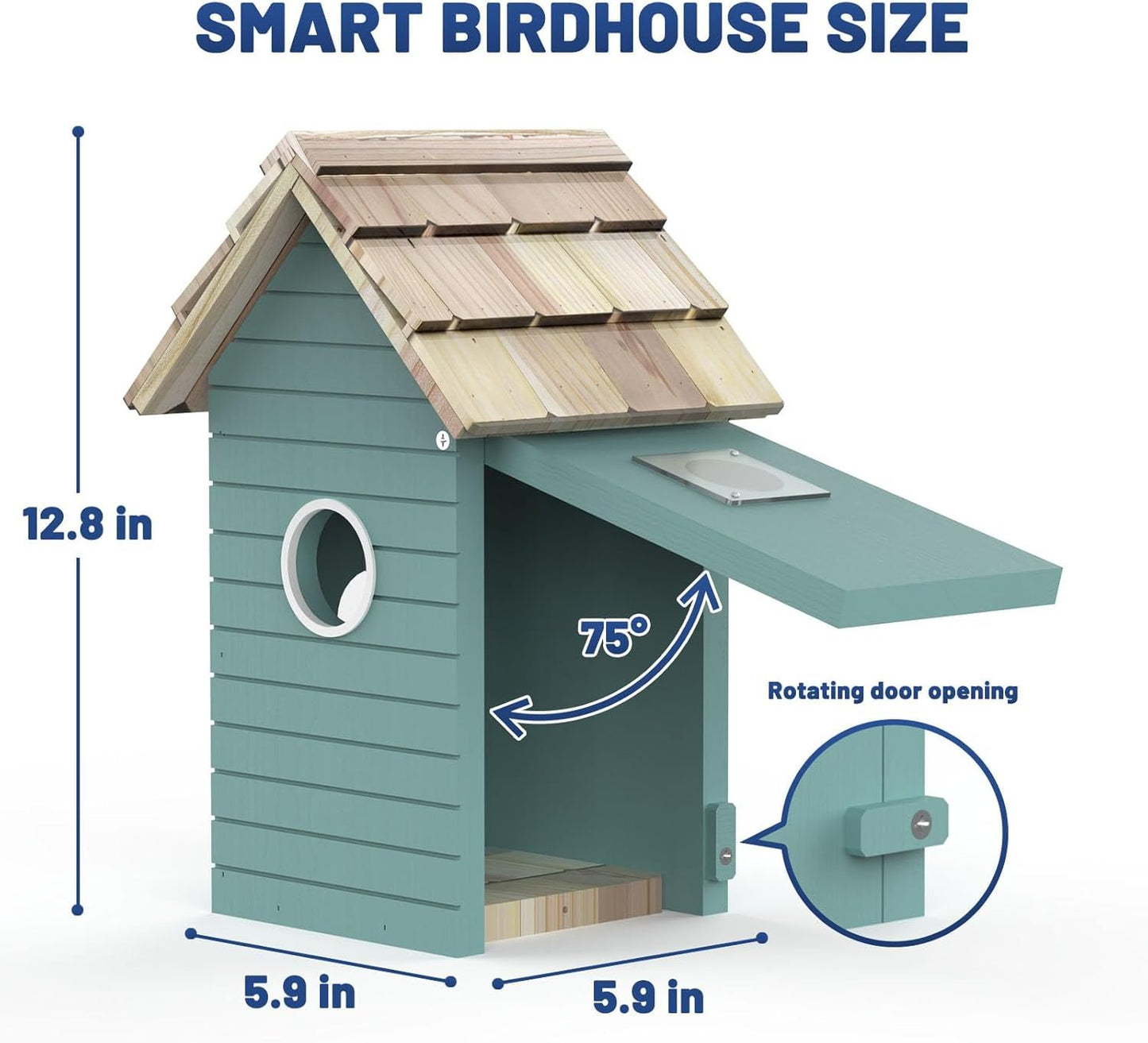 Smart Bird House, Bird Feeder With Camera - Ai Bird Species Identification, 3MP HD Photos, Inside 2.4G-Wi-Fi,1.5In Focus, Blue