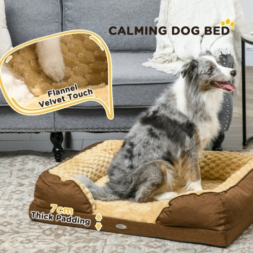 PawHut Dog Bed Pet Mattress With Removable Cover, Anti-Slip Bottom, For Medium Dogs, 90L X 69W X 21Hcm - Brown