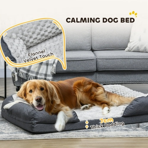 PawHut Calming Dog Bed Pet Mattress With Removable Cover, Anti-Slip Bottom, For Large Dogs, 120L X 80W X 22Hcm - Charcoal Grey
