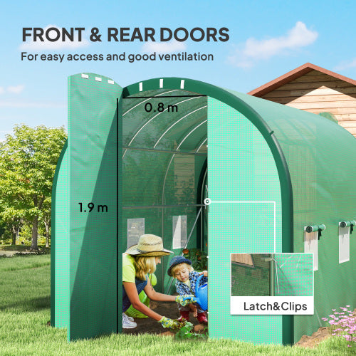 Outsunny 3 X 2m Polytunnel Greenhouse, With Windows And Doors - Green