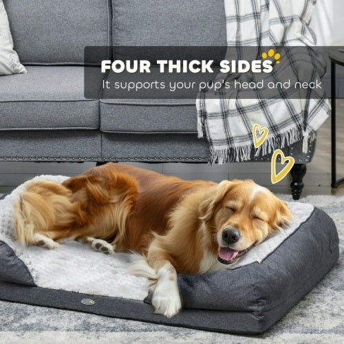 PawHut Calming Dog Bed Pet Mattress With Removable Cover, Anti-Slip Bottom, For Large Dogs, 120L X 80W X 22Hcm - Charcoal Grey