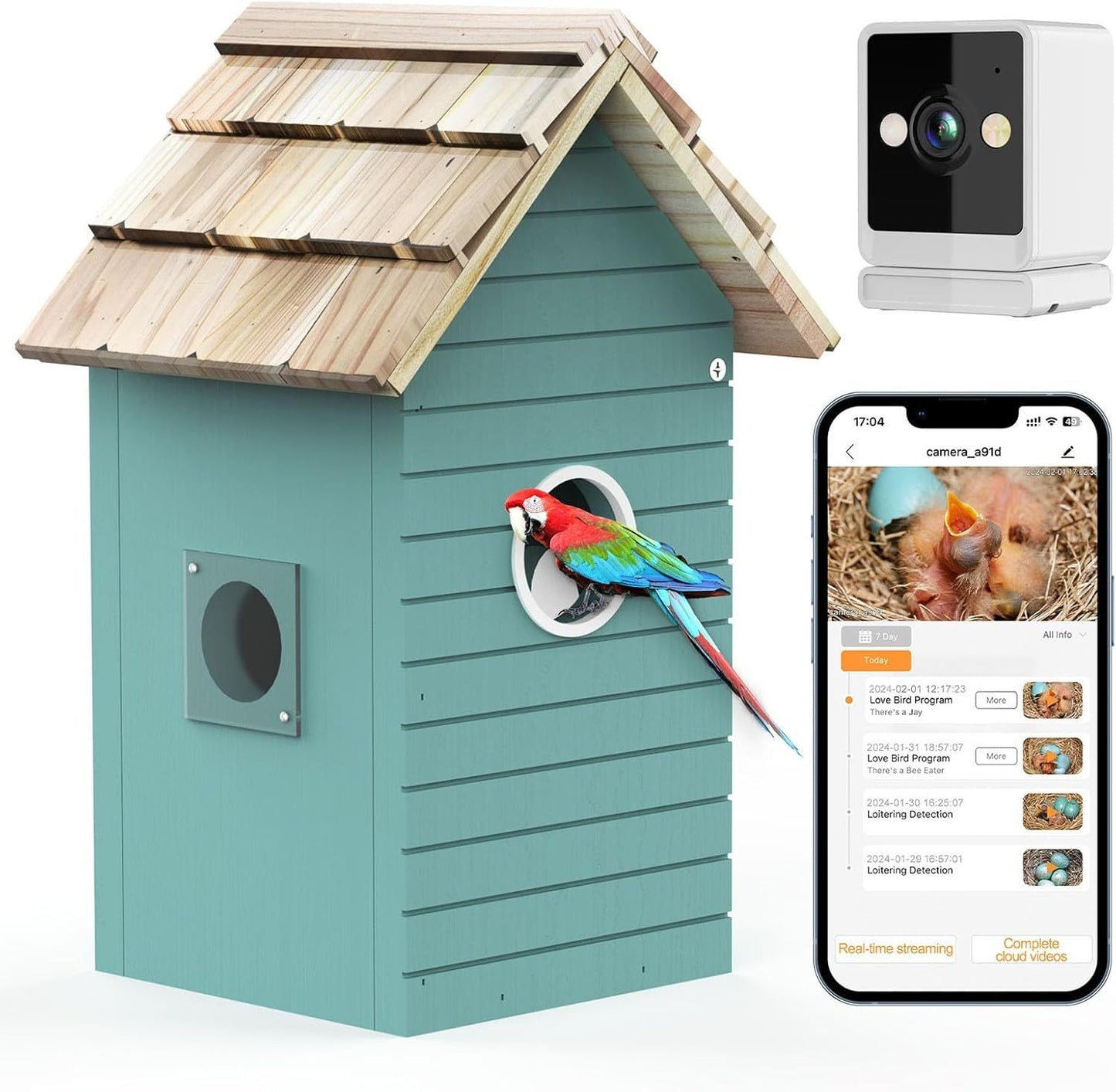 Smart Bird House, Bird Feeder With Camera - Ai Bird Species Identification, 3MP HD Photos, Inside 2.4G-Wi-Fi,1.5In Focus, Blue