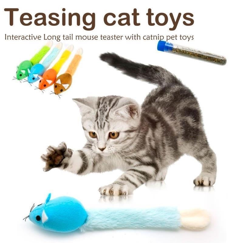Long Tail Mouse Cat Teaser, Interactive Pets Products