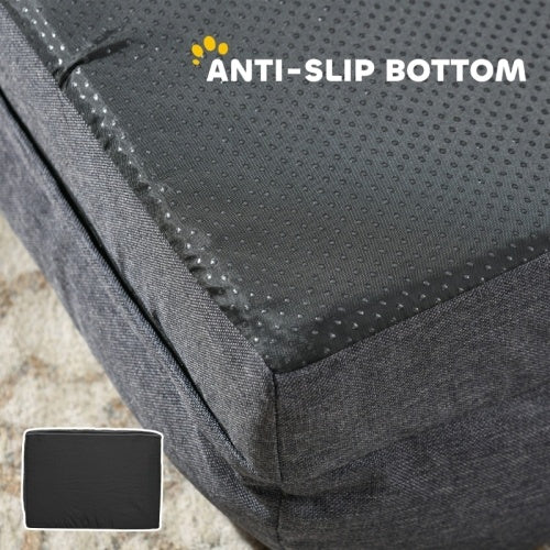 PawHut Calming Dog Bed Pet Mattress With Removable Cover, Anti-Slip Bottom, For Large Dogs, 120L X 80W X 22Hcm - Charcoal Grey