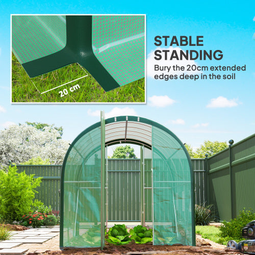 Outsunny 3 X 2m Polytunnel Greenhouse, With Windows And Doors - Green