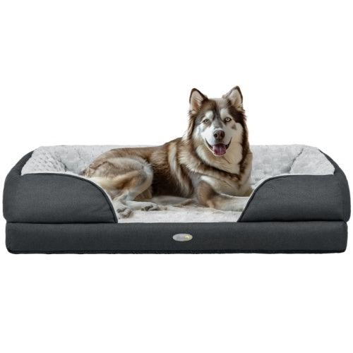 PawHut Calming Dog Bed Pet Mattress With Removable Cover, Anti-Slip Bottom, For Large Dogs, 120L X 80W X 22Hcm - Charcoal Grey