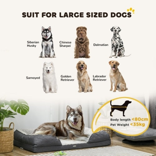 PawHut Calming Dog Bed Pet Mattress With Removable Cover, Anti-Slip Bottom, For Large Dogs, 120L X 80W X 22Hcm - Charcoal Grey