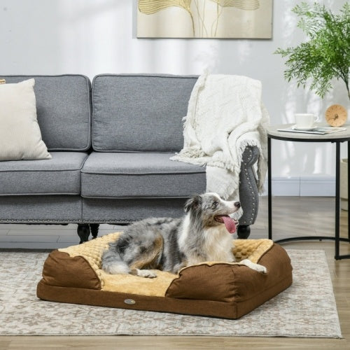 PawHut Dog Bed Pet Mattress With Removable Cover, Anti-Slip Bottom, For Medium Dogs, 90L X 69W X 21Hcm - Brown