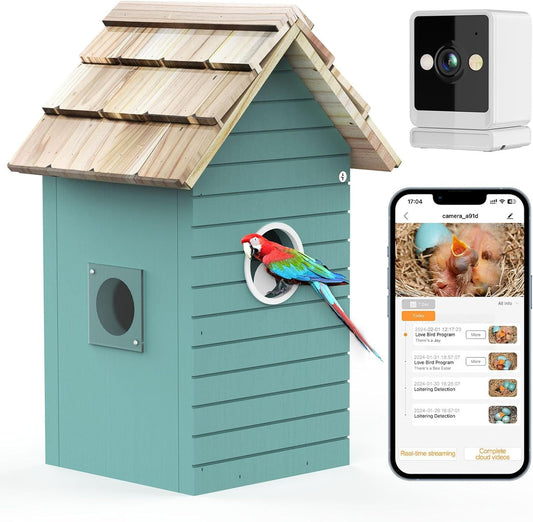 Smart Bird House, Bird Feeder With Camera - Ai Bird Species Identification, 3MP HD Photos, Inside 2.4G-Wi-Fi,1.5In Focus, Blue