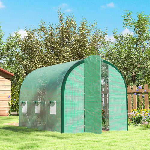Outsunny 3 X 2m Polytunnel Greenhouse, With Windows And Doors - Green